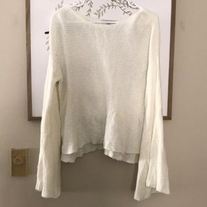 Scoopneck cream sweater with bell sleeves